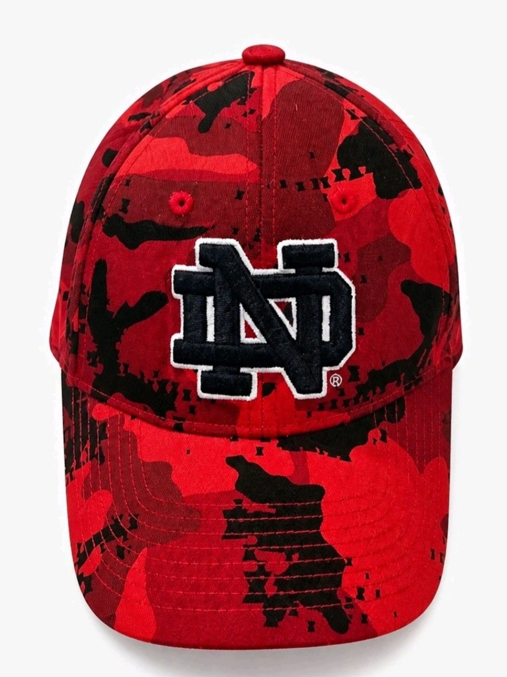 Notre Dame Red Camo Mens Under Armor Baseball Cap with Embroidered Logo Large